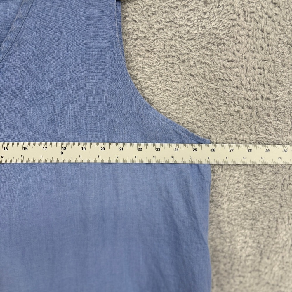 FLAX 100% Linen Sleeveless V-Neck Tunic Top Plus Size 2X Light Blue Oversized - Picture 3 of 7